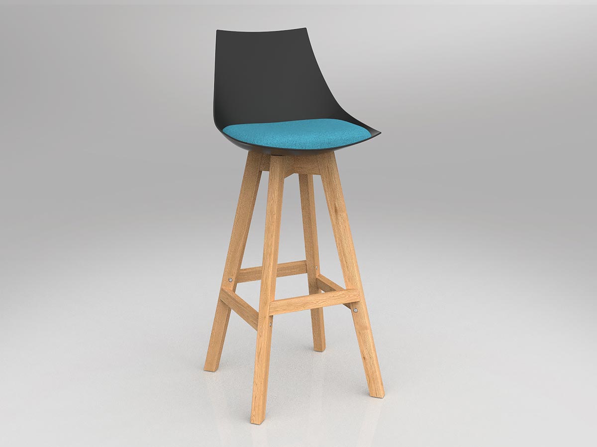 Planet Black Barstool with Oak Base