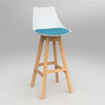 Planet White Barstool with Oak Base