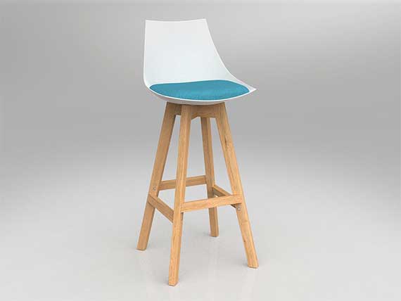 Planet White Barstool with Oak Base